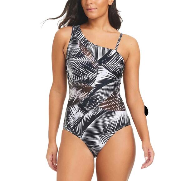 Beyond Control Giving Attitude One Shoulder Tummy Control Swimsuit Size 14 - Picture 9 of 10